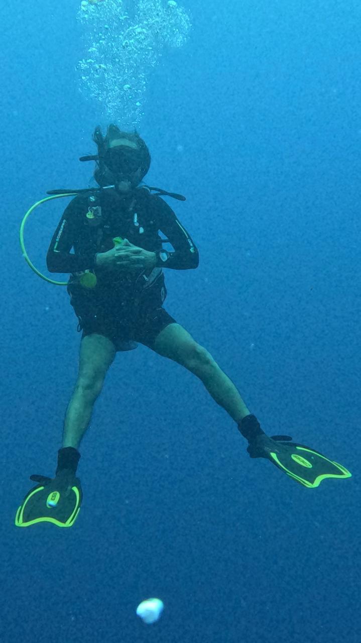 Mario Morales scuba diving in Belize